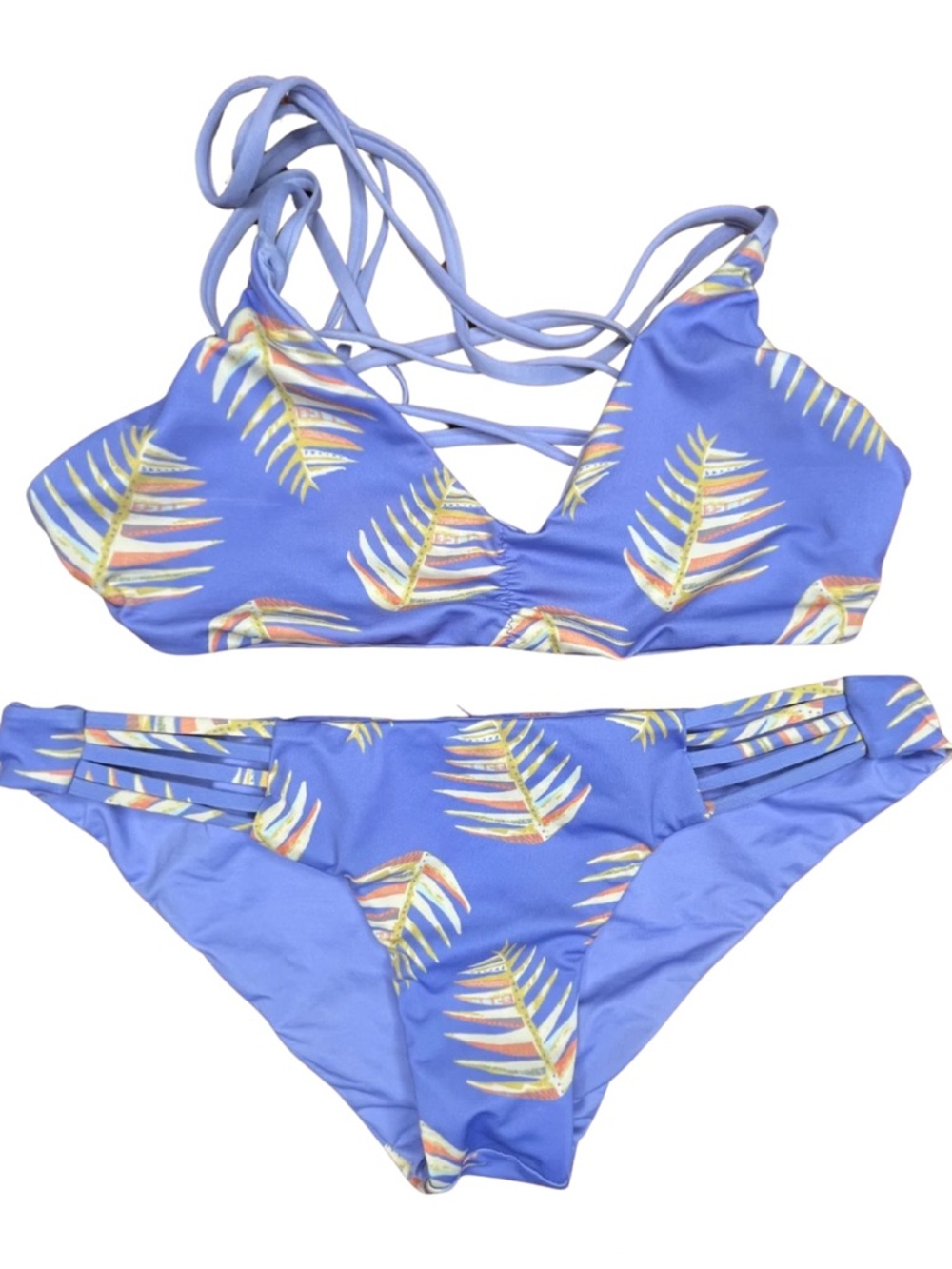 Patagonia Palms of My Heart Bikini Set Purple Strappy Palm Print
